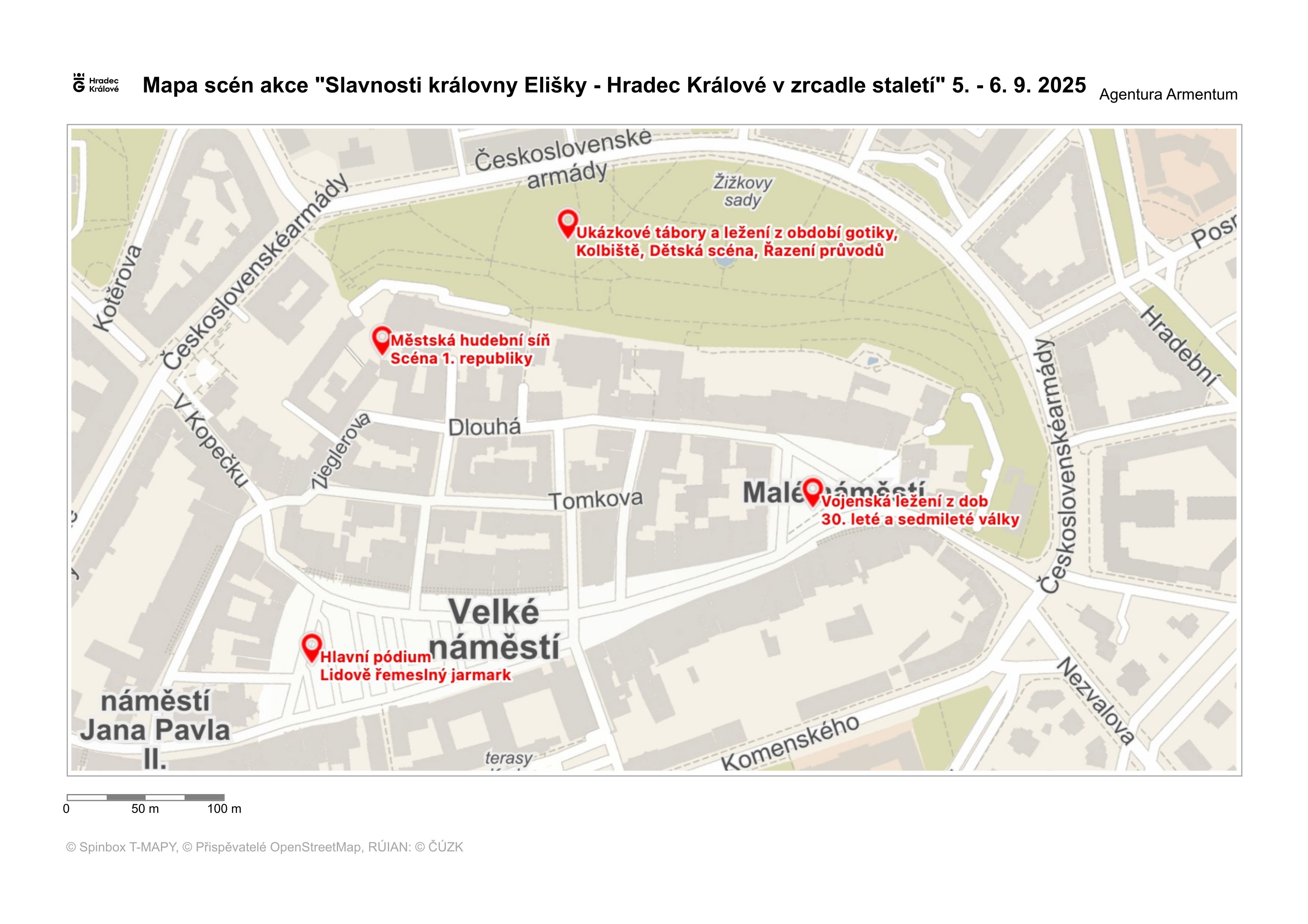 Mapa scén akce Slavnosti královny Elišky 2025
